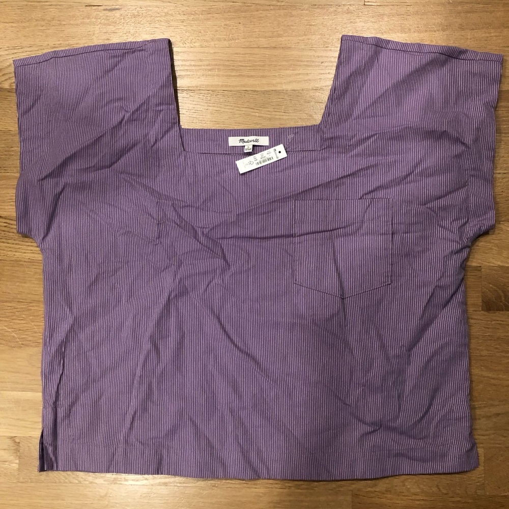 Madewell Purple Square Neck Blouse